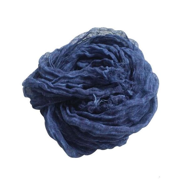 

japanese linen single color natural texture pleated scarf retro art autumn and winter thin men, Blue;gray