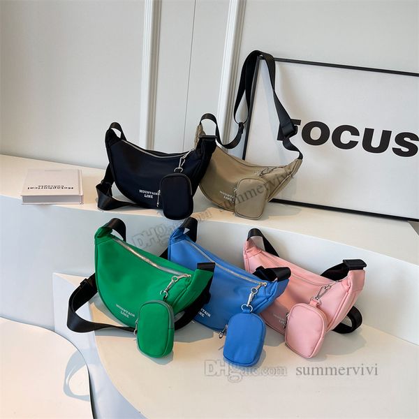 

teenagers letter printed handbags big girls single shoulder dumplings bags old kids large capacity messenger bags z3736, Black