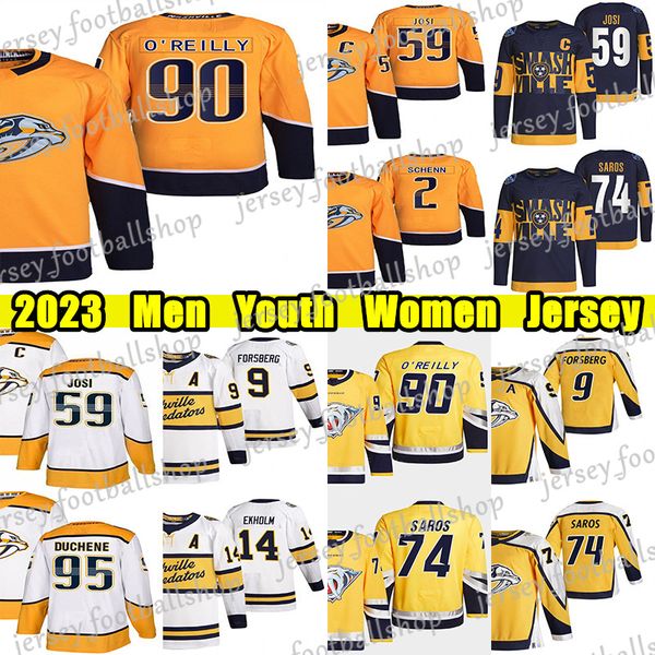 

#90 ryan o'reilly reverse retro hockey jersey 59 roman josi 9 filip forsberg juuse saros ryan mcdonagh yakov trenin colton sissons gust, Black;red