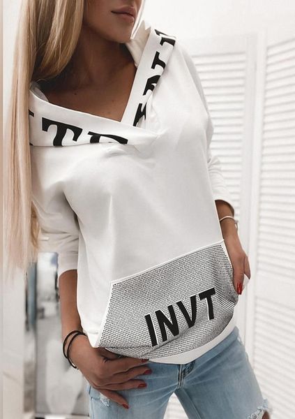 

women fashion long sleeve casual hooodies hooded female autumn letter polkadot print pocket design hooded 2011027972063, Black