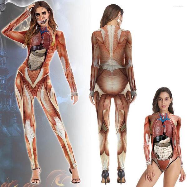 

women's jumpsuits woman human body structure tissue jumpsuit torso anatomy appliance halloween party fancy swimsuit zentai suit, Black;white