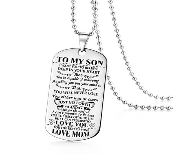 

stainless steel necklace mother son men039s jewelry pendant i want you to believe love mom dogtag2680679, Silver