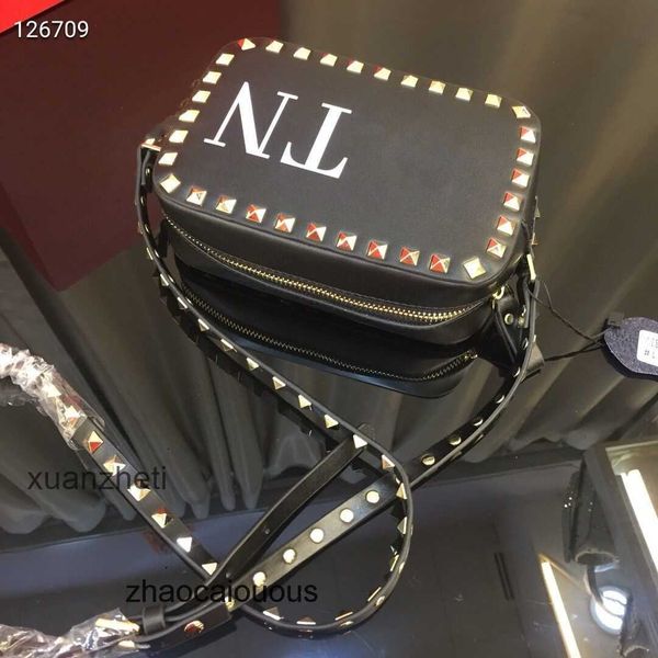 

bags valentiinov fashion women's classic shoulder leather handbag designer genuine women fashionable rivet printed double zipper 2zu1