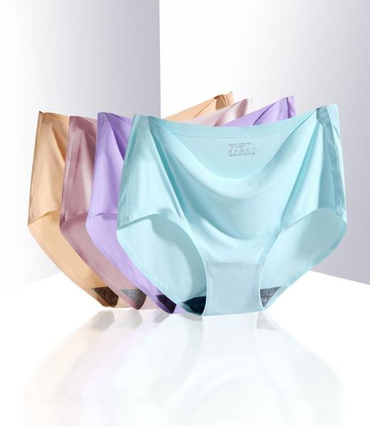 

womens seamless ice silk panties solid colors one piece comfortable briefs breathable middle waist underwear fast delivery7135652, Black;pink