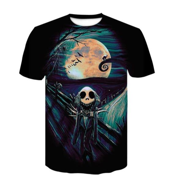 

2021 nightmare before christmas jack halloween t shirt horror 3d printed anime shirts men women short sleeve t shirt7172990, White;black