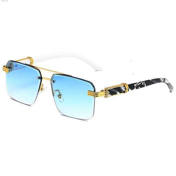 

square glasses half cut frame edge sunglasses marble grain wood grain temple sun protection sunglasses nhcu 2zyl 3 64sz, White;black