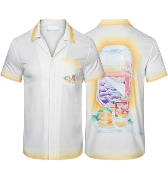 

summer beach vneck men039s plus tees vneck single breasted casab short sleeve yellow series printed shirt asian size m3xl7193773, Black;brown