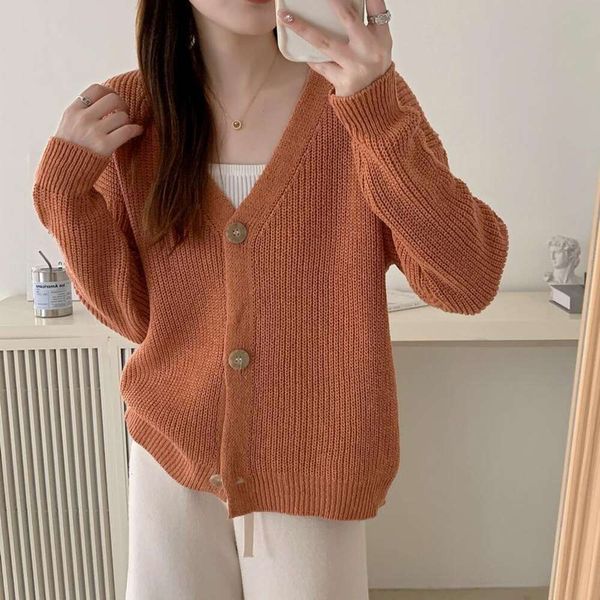 

korean style retro lazy loose sweater short cardigan coat autumn and winter for women, White;black
