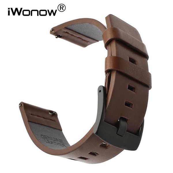 

watch bands italian oily leather watchband 20mm 22mm for galaxy 42mm 46mm sm-r810 r800 quick release band sports wrist strap3490, Black;brown