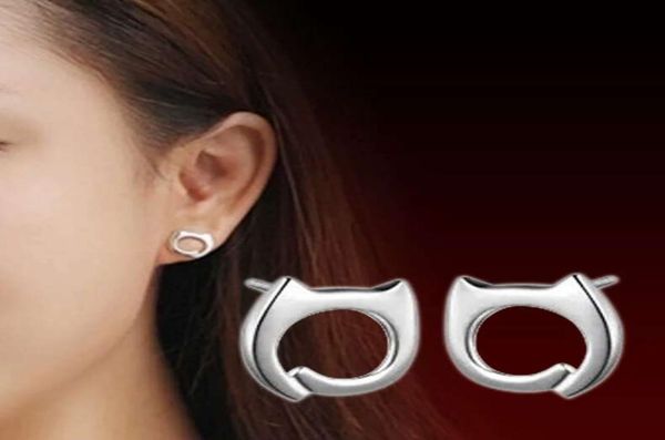 

925 sterling silver itmes jewelry round kitten shaped stud earrings charms ethnic vintage wedding new arrival6480602, Golden;silver