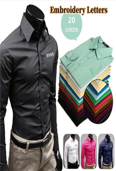 

bsss original style men039s letter embroidery long sleeves business shirts bos fashion designer casual slim fit polos dress1336948, White;black
