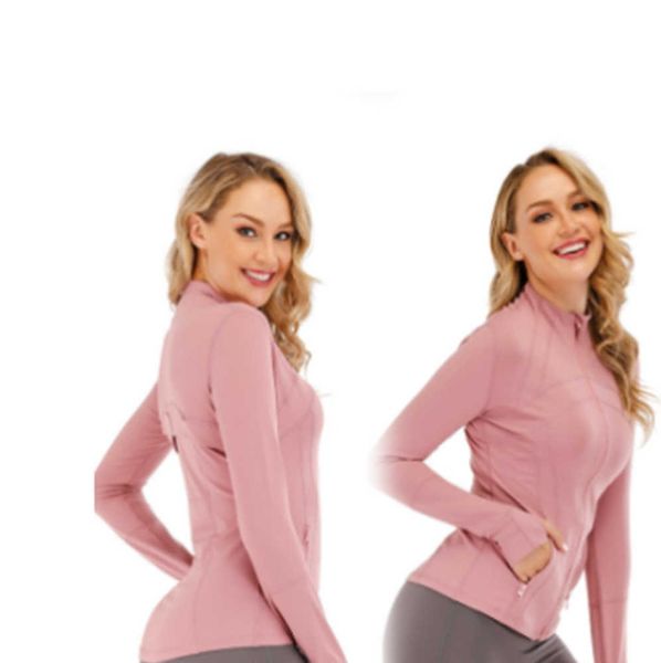 

lu-088 yoga jacket women's define workout sport coat fitness sports quick dry activewear solid zip up sweatshirt sportwear leisure, Black