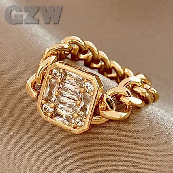 

18k gold open cuff rings for women damonds adjustable ring chain bling cubic zirconia opal heart butterfly wedding jewelry birthday wedding, Golden;silver