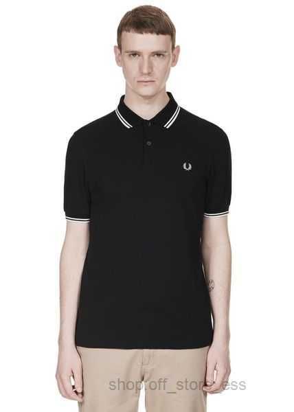 

men classic perry polo shirts cotton leaf embroidery summer casual polos striped collar london fred tees black 3 2xi2, White;black