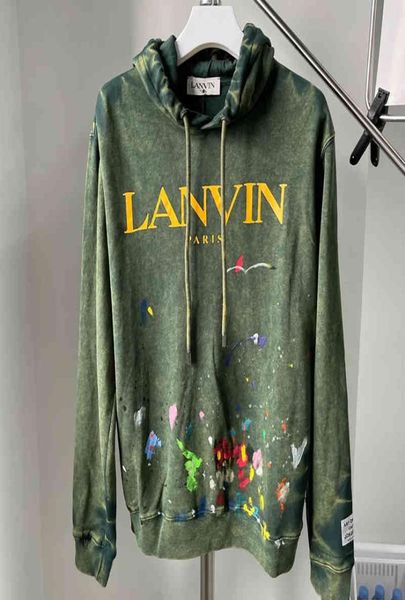

hoodie ys designer yang mi's same lan co branded virail hand-painted graffiti splash printing sweater coat1769826, Black