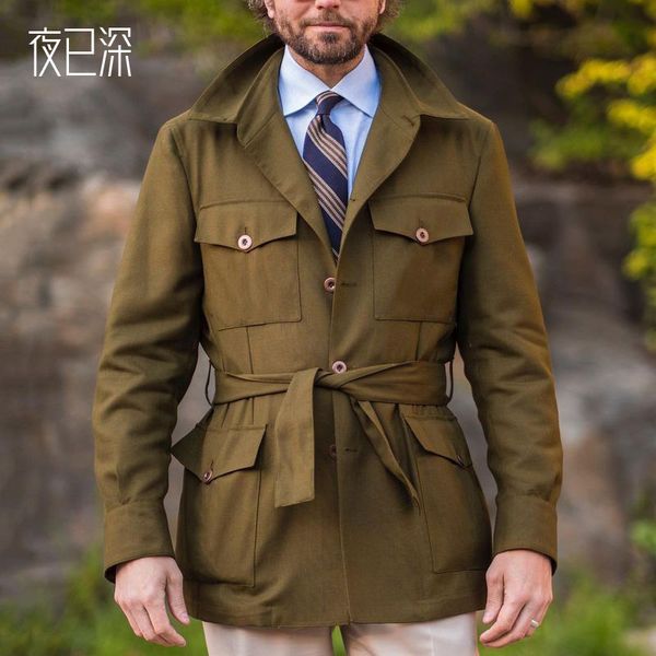 

men's trench coats 2023 spring wear coat mid length slim fit thin size windbreaker casual men outwear 230831, Tan;black