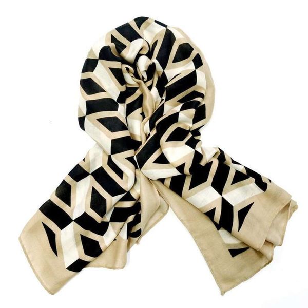 

polyester satin woven womens scarf geometry oriented border silk screen print large square deqing yazhi, Blue;gray