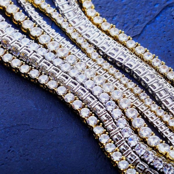 

5mm 16-30inches real gold plate bling cubic zirconia tennis chain choker necklace diamond long necklaces bijoux hiphop jewelry for281v, Silver