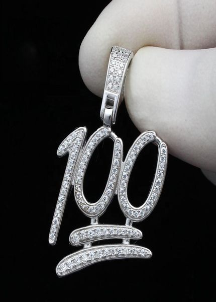 

iced out number 100 pendant with cubic zircon paved hip hop pendants fit tennis chain cuban chains for women men punk styles jewel8135879, Silver