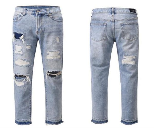 

men distressed ripped skinny jeans fashion mens jeans slim motorcycle moto biker causal mens denim slim fit pants hip hop men jean7553461, Blue