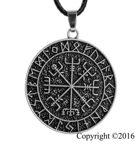 

new punk norse vikings amulet pendant necklace norse vegvisir rune necklace pendant necklace original jewelry5983370, Silver