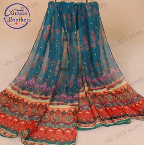 

scarves 2018 new arrival india bohemian beach flowers printed chiffon scarf long scarves for women wrap shawl stole 50x150cm t230425, Blue;gray