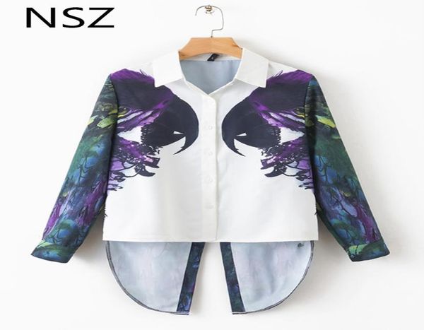 

nsz women parrot oversized blouse open back shirt white asymmetrical swallowtail party shirt long sleeve ladies 420143