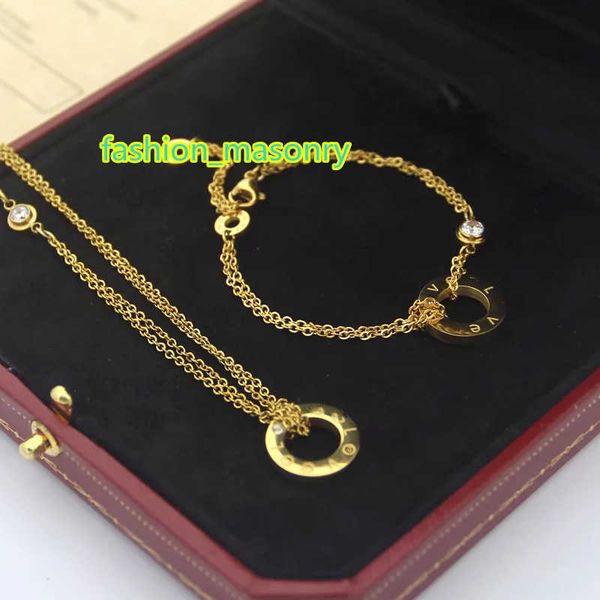 

double layer bracelet necklace designer jewelry set with diamonds luxury jewelry womens gold plate jewelry fashion woman titanium steel chai, Silver