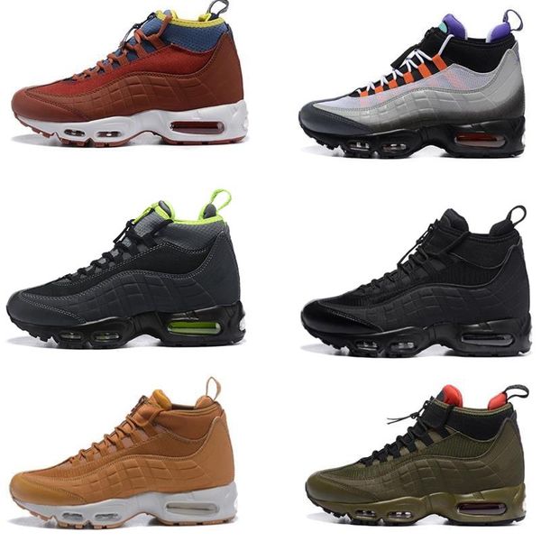 

fashion cushion boots black green brown men's 95 hight 95s waterproof men shoes high quality