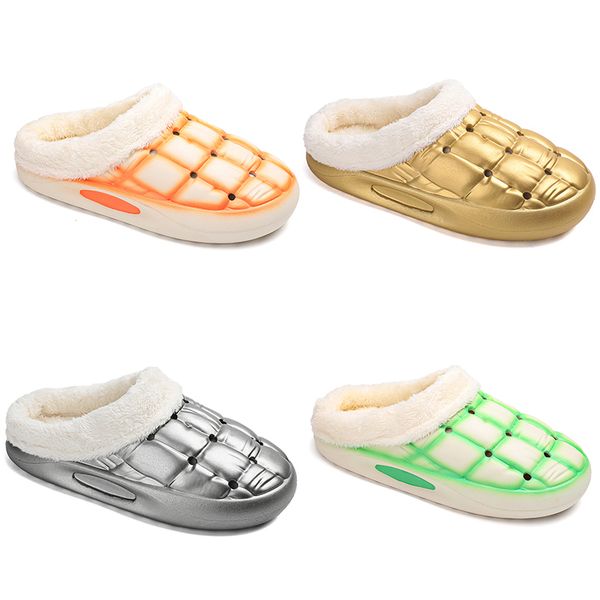 

2023 winter fleece thickened warm cotton men woman golden silver green orange black couple shoes