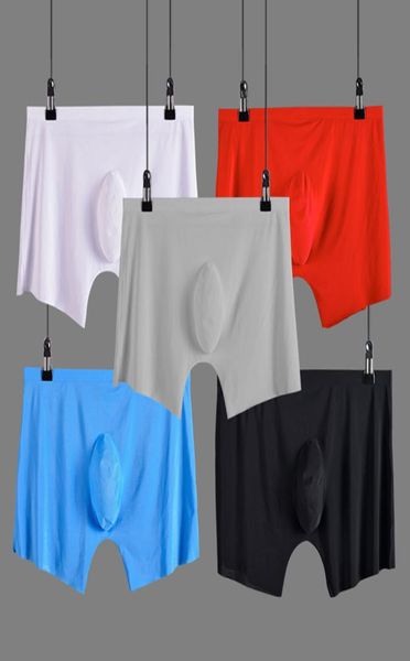 

4pcslot men underwear boxer shorts mens ice silk seamless u convex very soft kilot male men039s underpants cueca boxer ho7993469, Black;white