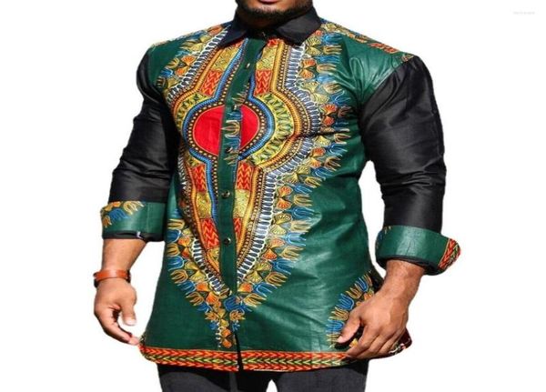 

ethnic clothing mens green african dashiki print button down dress shirts slim long sleeve clothes men traditional shirt outfit3712045, Red