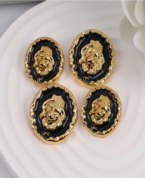 

metal lion head diy sewing button round animal buttons for coat shirt sweater suit 380865, Black