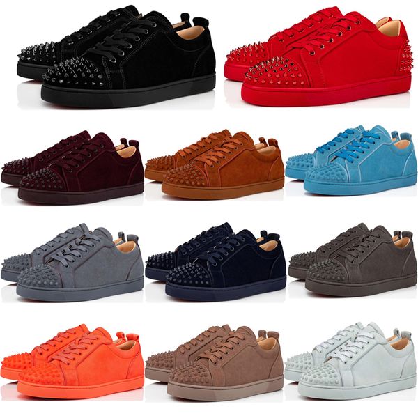 

fashion men women casual shoes luxury loui junior spikes flat sneakers italy beautiful low elastic band suede designer quality brand athlet, Black