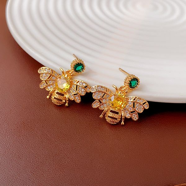

designers brand earrings brand zircon bee earrings designer bee eardrop earring for wedding party jewerlry accessories, Golden