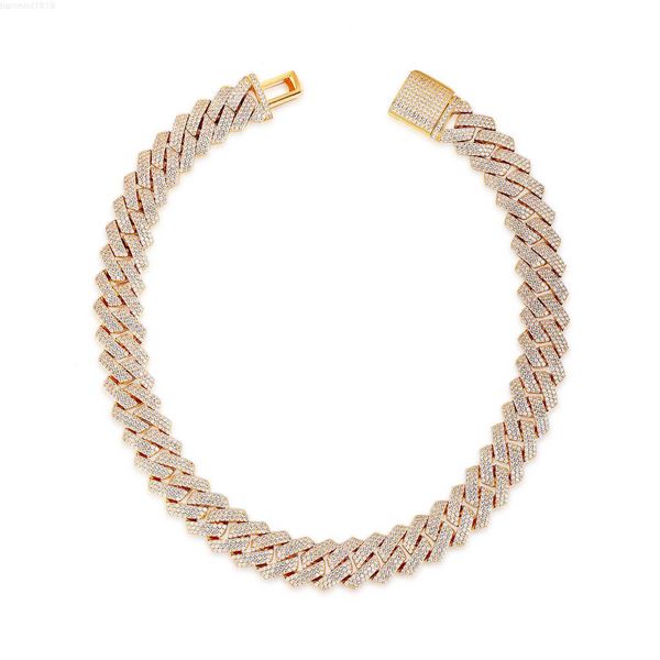 

fashion 925 sterling silver cuban link chain 18k gold-plated micro-inset zircon necklace hip hop customized jewelry for man