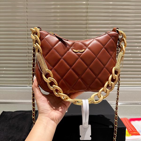 

designer womens leather shoulder bag underarm double chain luxury tote matelasse chain diagonal shoulder bags diamond check hardware metal b