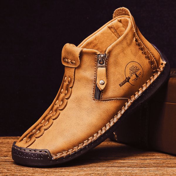 

boots autumn men boots handmade casual ankle boots for man winter boot with fur keep warm shoes male hombres botas 230830, Black