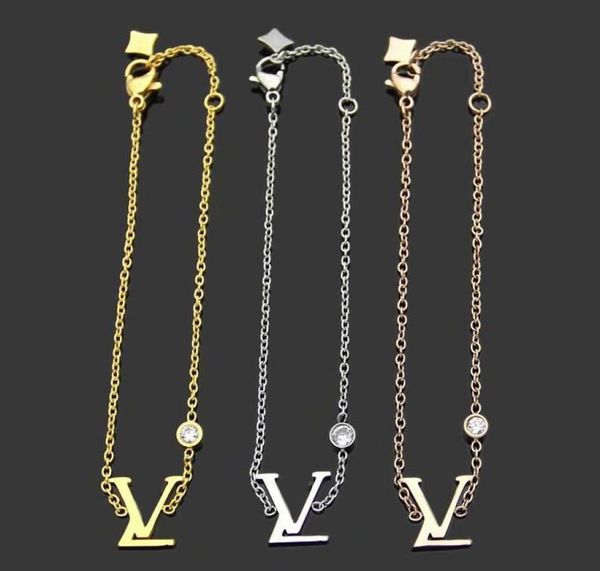

2021 deluxe design factory 18cm letter bracelet bangle 18k rose gold silver 316l stainless steel v love jewelry women8428329, Black