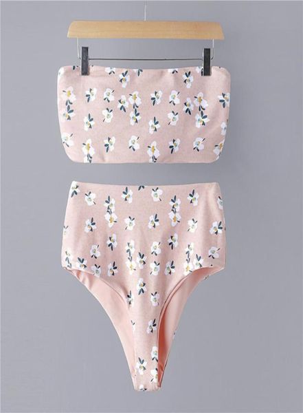 

women039s swimwear 2021push up bikinis ins pink high waist retro print strapless cute designer brazilian women swimsuit be6305763, White;black