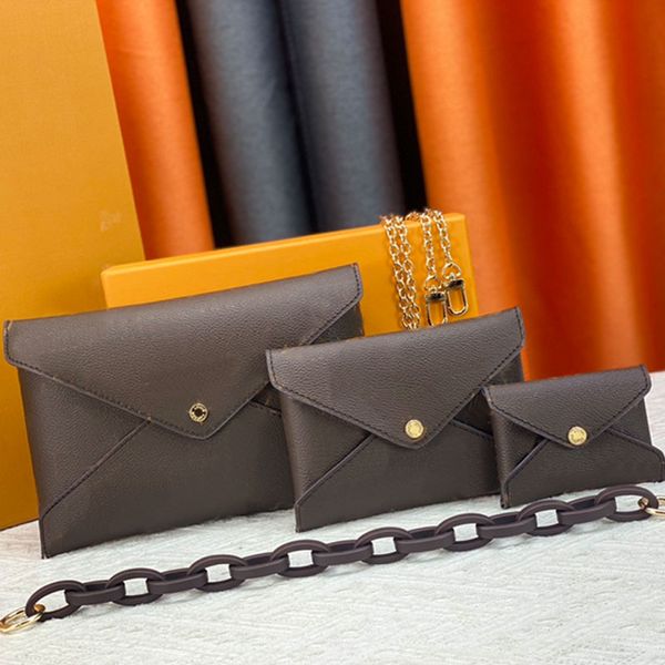 

fashion clutch handbag purse chain envelope underarm pocket old flower letters snap-fastener three-piece hand wallet m67600 m62034