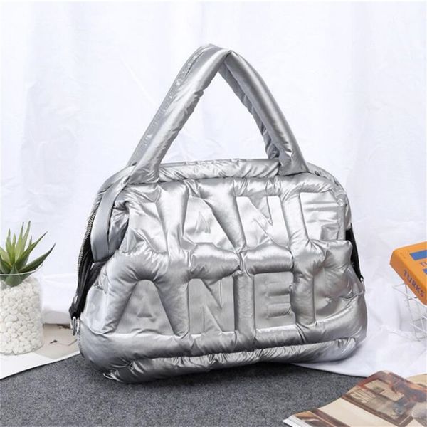 

evening bags women handbag space cotton embossed letter shoulder bag autumn winter korean version street solid color ladies messenger 230831
