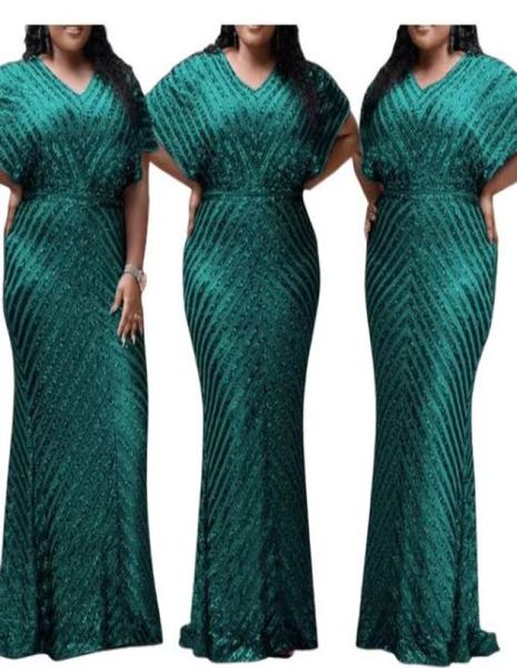 

green evening party dress for women 5xl elegant wedding formal clothing simple design sequin long large sizes6484970, Black