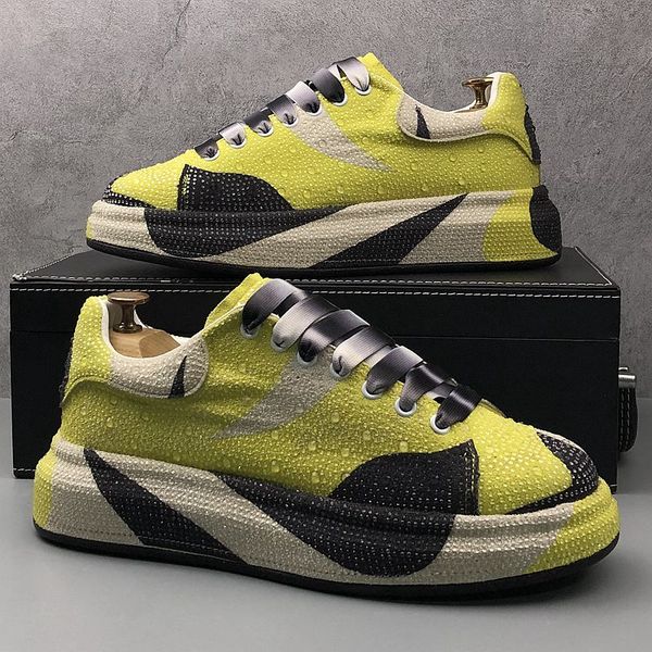 

british designer diamond dress wedding party shoes fashion vulcanized breathable casual sneakers thick bottom business leisure walking loafe, Black