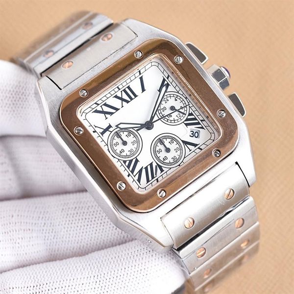 

mens watch quartz movement watches sapphire waterproof wristwatch stainless steel wristwatches 51mm montre de luxe2723, Slivery;brown