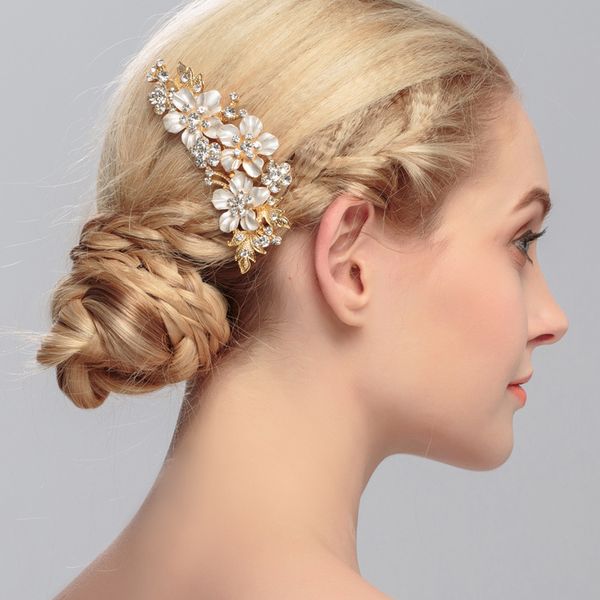 

handmade wedding hair combs for brides gold/silver colour metal hair combs flower shape hair clips wedding accessory