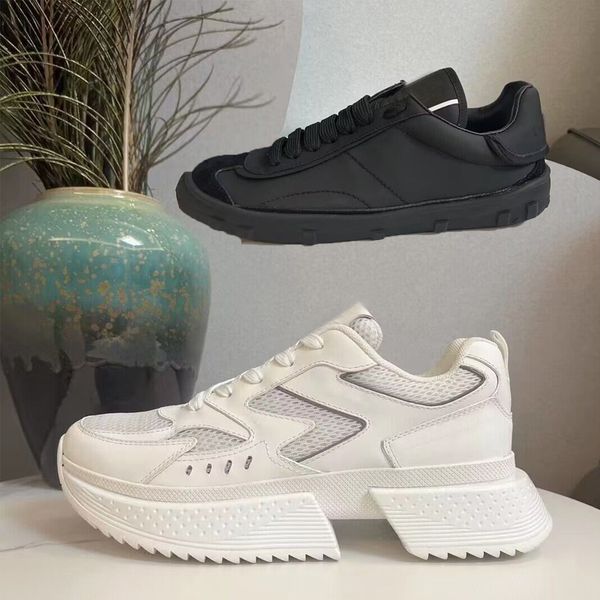

platform gym casual shoes women travel leather lace-up trainers sneaker cowhide letters men thick bottom shoes woman designer shoe lady snea, Black