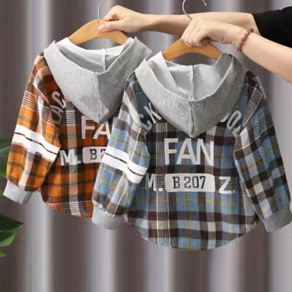 

jackets boy plaid kids coats fashion children outerwear spring autumn 2023 a045 230830, Blue;gray