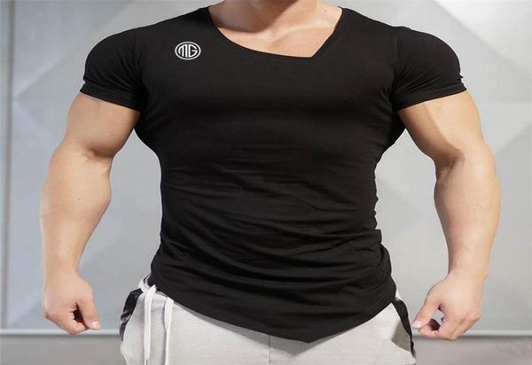 

summer fashion brand t shirt mens gyms clothing v neck short sleeve slim fit t shirt ftiness men compression tshirt homme beautifu5608510, White;black