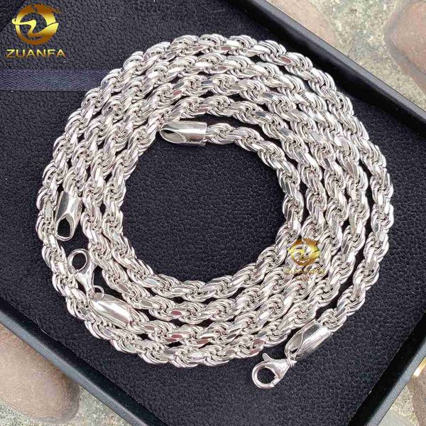

custom hip hop moissanite jewellery 6mm classical necklace 925 sterling silver rope chains for men women